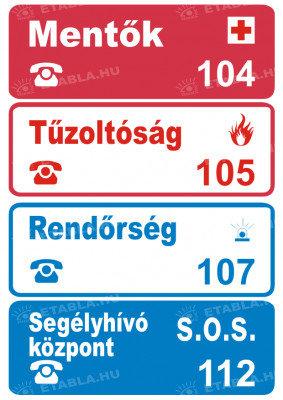 Mentők, tűzoltók, rendőrség tábla