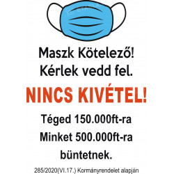 Kérjük viseljen maszkot tábla Figyelmeztető táblák Etabla.hu