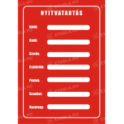 Nyitvatartás- ÖNTAPADÓS MATRICA