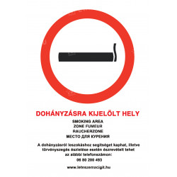 Dohányzásra kijelölt hely tábla Egyéb táblák Etabla.hu