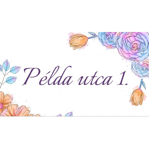 Házszám tábla utcanévvel - Virágos