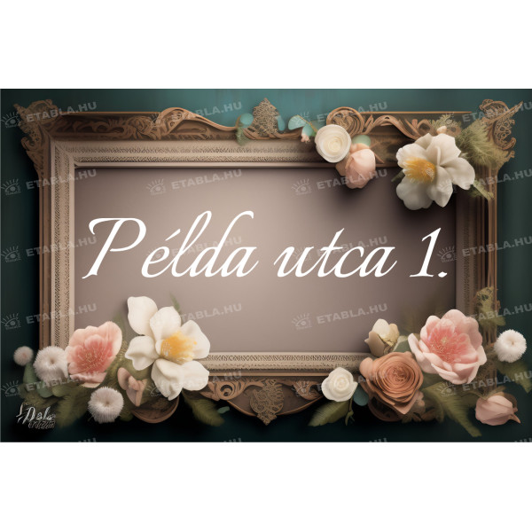 Házszám tábla utcanévvel - Virágos -